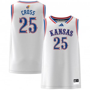 #25 Justin Cross University of Kansas White Men Jerseys Stitched College Basketball 361290-232