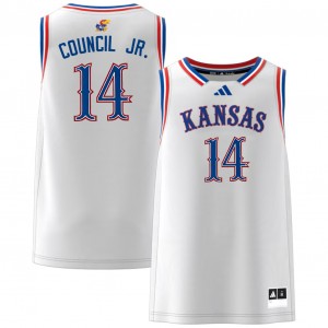 #14 Melvin Council Jr. KU White Men's Jerseys Replica College Basketball 298562-720