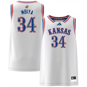 #34 Paul Mbiya Kansas Jayhawks White Men's Jersey 2025-26 College Basketball 458855-112