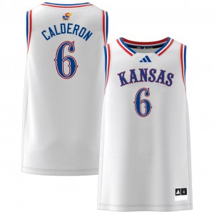 #6 Samis Calderon Kansas White Mens Jerseys High School College Basketball 989110-172