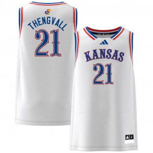 #21 Will Thengvall Kansas Jayhawks White Men's Jersey Official College Basketball 848946-393