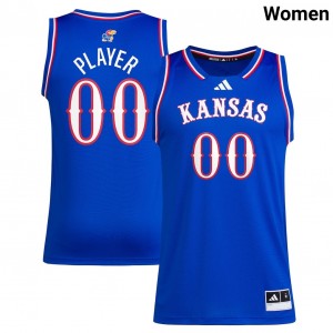 #00 Custom Jayhawks Royal Women's Jerseys Replica College Basketball 976588-508