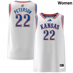 #22 Darryn Peterson University of Kansas White Womens Jerseys Replica College Basketball 857387-475