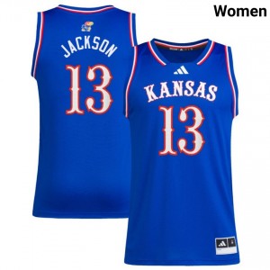 #13 Elmarko Jackson Jayhawks Royal Women's Jerseys High School College Basketball 187105-226