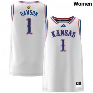 #1 Jayden Dawson Kansas Jayhawks White Women Jersey Stitched College Basketball 969651-853
