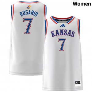 #7 Kohl Rosario University of Kansas White Womens Jersey High School College Basketball 638915-601