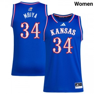 #34 Paul Mbiya Kansas Jayhawks Royal Womens Jerseys Embroidery College Basketball 890402-788