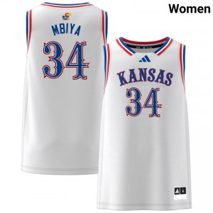 #34 Paul Mbiya Jayhawks White Women's Jerseys 2025 College Basketball 878596-613