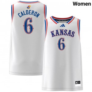#6 Samis Calderon KU White Womens Jerseys 2025 College Basketball 527912-118