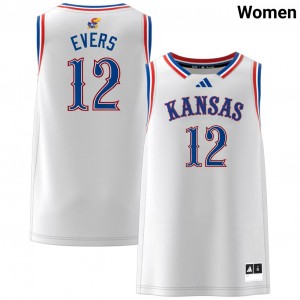 #12 Wilder Evers KU White Women's Jerseys Game College Basketball 539291-955