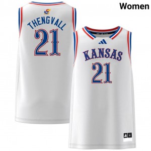 #21 Will Thengvall Kansas White Womens Jerseys Stitched College Basketball 230840-559