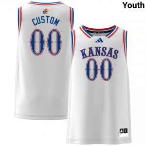 #00 Custom Kansas Jayhawks White Youth Jerseys Game College Basketball 643250-623