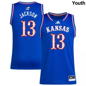 #13 Elmarko Jackson Jayhawks Royal Youth Jerseys Game College Basketball 182915-748