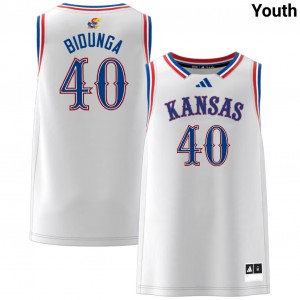#40 Flory Bidunga Jayhawks White Youth Jersey NCAA College Basketball 363188-393
