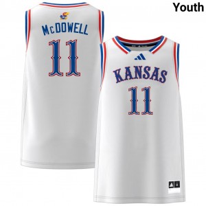 #11 Jamari McDowell Jayhawks White Youth Jersey Limited College Basketball 847707-289