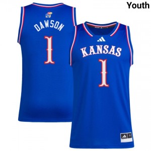 #1 Jayden Dawson Jayhawks Royal Youth Jersey 2025 College Basketball 119406-815