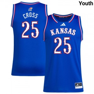 #25 Justin Cross Jayhawks Royal Youth Jerseys High School College Basketball 186815-351
