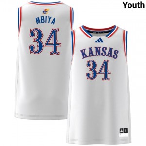 #34 Paul Mbiya University of Kansas White Youth Jerseys High School College Basketball 706099-384