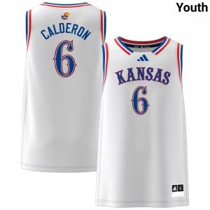 #6 Samis Calderon University of Kansas White Youth Jersey NCAA College Basketball 299631-200