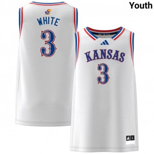 #3 Tre White Jayhawks White Youth Jerseys Game College Basketball 143537-804