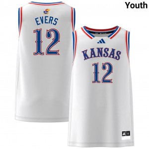 #12 Wilder Evers University of Kansas White Youth Jersey University College Basketball 277335-417