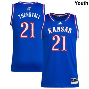 #21 Will Thengvall Kansas Jayhawks Royal Youth Jerseys Game College Basketball 674153-596